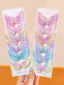 12/6pcs Colorful Glitter Butterfly Hair Clips, Durable And Hair-Friendly, Sweet Vintage Fashion Hair Accessories - Suitable For Girls And Women, Daily, Vacation, Date, School - Multicolor - View 10