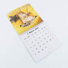 1PC 2027 Cartoon Kitty Desktop Calendar, Lovely Yawning Cat Design Monthly Desk Planner For Home & Office - Single Piece - View 5