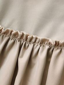 QUNGIGU Rok Midi Wanita Model Lilitan dengan Hem Berkerut, Pakaian Musim Panas untuk Liburan Pantai, Kencan, dan Jalan-jalan. - Khaki - View 9