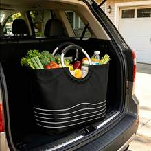 Foldable Large Capacity Shopping Tote Bag, Multi-Functional Food Storage & Carrying Bag, Suitable For Travel & Takeout, Reusable Supermarket Retail Grocery Storage Basket - Multicolor - View 9