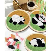 1pc Panda Punch Needle Embroidery Kit, Suitable For Adult Beginners, Includes Punch Needle, Fabric, Embroidery Hoop, Yarn And Sewing Needle, Home Decor Handmade DIY Kit, Perfect For Holiday Gifts - Multiple Styles - View 7
