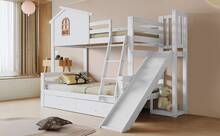 Bed Frame With Windows And Ladder – Kids And Adults Bed - White - View 10
