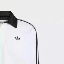 Adidas Clover Men's Comfortable Minimalist Versatile Breathable Casual Sports Long Sleeve Polo Shirt - White/Black - View 8