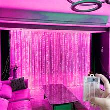 Battery Powered Fairy Curtain Lights, String Lights For Yard, Background Wall Decoration, Suitable For Wedding, Christmas, Halloween, Party, Holiday Lighting, Camping Decoration, Patio Decoration, Home Lighting, Room Decoration, Garden Decoration, 8 Lighting Modes, 100/200/300/600LED, Outdoor String Lights, All Season Use, 4 Colors Optional Bedroom Curtain Lights - Battery Box Curtain Light String - View 14