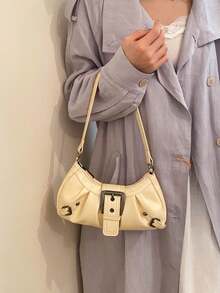 Bolso de motocicleta vintage punk con remaches para mujer, bolso de hombro y axila para trabajo y desplazamientos - Amarillo - Ver 3