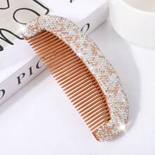1 pièce Peigne de massage incrusté de strass brillant, brosse à cheveux en bois naturel, essentiel de voyage et de vacances, soin des cheveux, outil de coiffure, brosse à cheveux portable, massage du cuir chevelu Gua Sha, fournitures scolaires, cadeau pour le témoin de mariage - Multicolore - Voir 4