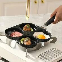 4-Cup Cast Iron Non-Stick Pan Multi-Burner Omelette Pancake Burger Cooker Heat-Resistant Handle Suitable For Gas And Electric St - View 2