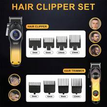 HIENA 4-In-1 Professional Men's Hair Clipper Trimmer Set LCD Digital Display Wireless Hair Clipper Trimmer Shaver Nose Hair Trimmer Men's Grooming Tool Gift Set - View 8