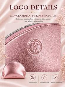 Giorgio Armani Armani Pink Prism Makeup Bag, Zipper Closure Design, Spacious, Waterproof And Stain-Resistant Fabric, Lightweight And Portable, Suitable For Travel, Versatile Storage - Pink - View 7