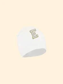 1pc Baby Letter Print Beanie Hat, Newborn Hospital Cap, Suitable For Baby Boys And Girls Daily Warmth And Protection - White - View 9