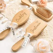 MerexSync 1pc Personalized Engraved Wooden Hair Comb, Wedding Party Favor, Bridesmaid Invitation Gift, Customized Bridesmaid Name Comb, Wedding Decor Accessory, Bridal Shower Return Gift - Multicolor - View 5