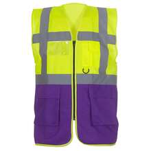 Yoko Unisex Adult Executive Hi-Vis Waistcoat - Yellow/Purple - View 2