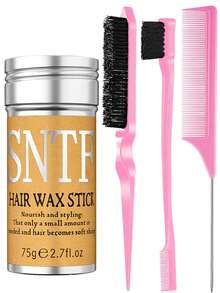 4pcs Hair Wax & Comb Set, Includes: 1pc Non-Greasy Styling Hair Wax Stick For Strong Hold And Neat Look, 1pc Hairline Comb For Smooth Hairline, 1pc Comb For Soft Hair Styling And Frizz Control - 75g - View 32