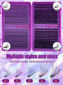 640pcs Eyelash Extension Kit, DIY Segmented Lashes With Tools, Large Capacity Soft False Eyelash Bundle Set, Suitable For Beginners, DIY Home Use, Fluffy And Thick, Easy To Use, Portable And Reusable, Create Natural And Charming Eyes - 彩色 - 查看 8