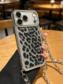 1件裝 水鑽時尚豹紋鍍金手機保護殼，適用於 iPhone 17/18 Pro/11 Pro Max/12/Phone 12 Pro/11 Pro Max/12/12 Pro/12 Pro Max/13/13 Pro/13 Pro Max/14/14 Pro/16 Plus/14 Pro Max/15/15 Pro/15 Plus/15 Pro Max/16/16 Pro/16 Pro Max/16 Plus - 彩色 - 查看 5