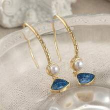Elegant Faux Pearl Beaded Drop Hook Earrings, Soft Versatile All-Match Accessory, Suitable For Daily Commute, Shopping, Dating, Summer Vacation, Holiday Celebration, Birthday Party, Classic Jewelry Gift For Women For Multiple Occasions - Gold - View 5
