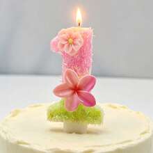 1件雙花數字0-9蠟燭，創意手工蛋糕裝飾生日蠟燭，DIY蛋花蠟燭，適用派對蛋糕裝飾 - 查看 2