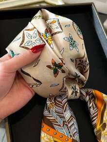 1pc French Vintage Printed Spring Versatile Bandana Scarf, Suitable For Daily Wear - Multicolor - View 3