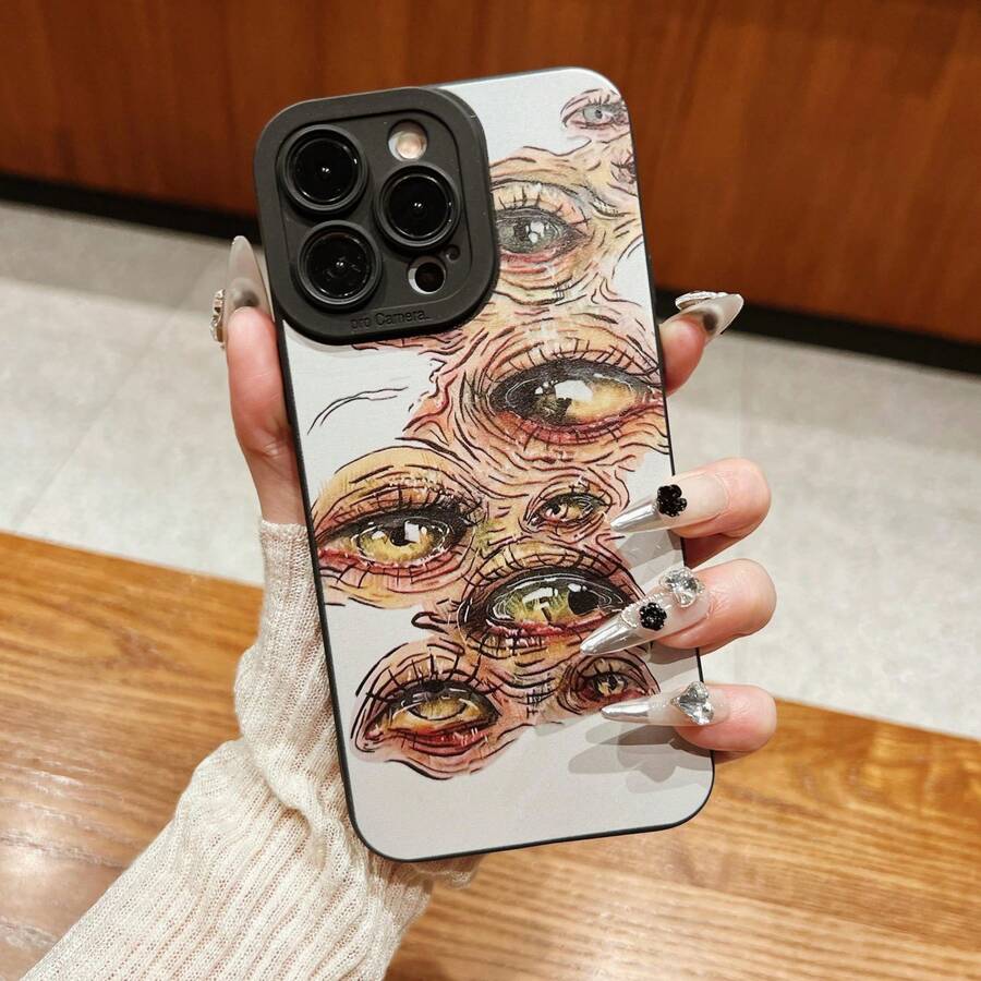 Eye Pattern Phone Case, Soft Phone Case, Mobile Phone Protective Cover, Phone Accessories Compatible With IPhone 11 12 13 14 15 16 Pro Max/Pro/Plus - 黑色 - 查看 1