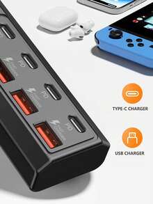 8埠 USB 集線器 4個 USB-A + 4個 Type-C PD 快充分線器 1.2m 線材 25W 多埠充電底座 適用筆電桌機手機平板多裝置充電擴充轉接器 - 查看 6