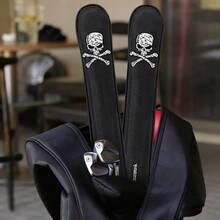 1PC Vintage Cracked Skull Crossbones Embroidered Golf Alignment Stick Cover, Sturdy PU Material, Universal Accessory For Men & Women - Multicolor - View 7