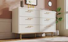White Sideboard With 6 Drawers - Modern Wall Unit For Bedroom & Living Room In Wood For Dining - 白色 - 查看 5