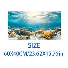 Seascape Sand, Rock, Water Plant And Fish Tank Decor - Coral Reef Self-Adhesive Removable Wallpaper-Style Background, Easy To Peel And Stick Freshwater/Saltwater Aquarium Reusable Fish Tank Decoration, Fish Habitat Decor, Aquarium Sticker, Suitable For Stream Tank, Planted Tank, Turtle Tank Landscaping, Studio Photography Backdrop, Self-Adhesive Front - B - View 17