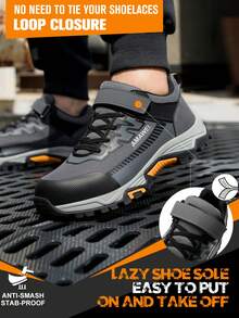 Men Work Shoes Steel Toe Smashproof Boots Unbreakable Puncture Resistant Work Boots - 灰色 - 查看 1