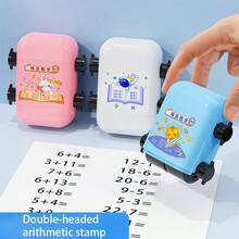 1pc Double-Head Math Roller Stamp, 2-In-1 Addition & Subtraction Arithmetic Practice Stamp, Cute Cartoon Pattern Number Roller Stamp, Suitable For Children School Homework Teaching Supplies - Creativity - View 1