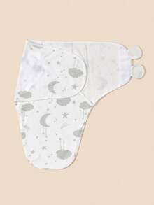 1 Set Baby Sleep Sack Anti-Startle Swaddle Blanket, Printed Star & Moon Pattern, Swaddle Blanket + Hat, Soft & Comfortable Skin-Friendly, Suitable For Indoor & Outdoor, Various Holiday Gifts - Multicolor - View 3