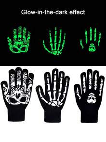 New Halloween Glowing Skeleton Gloves, Grim Reaper Bone Full Finger Gloves, Suitable For Cycling And Halloween Parties - Multicolor - View 2