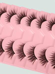 10 Pasang Ekstensi Bulu Mata Cat Eye Alami dengan Garis Hitam, Cocok untuk Riasan Sehari-hari dan Kencan - Hitam - View 6