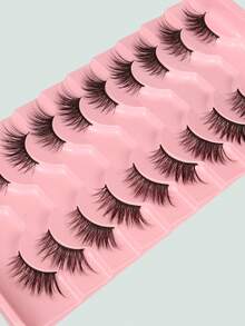 10 Pasang Ekstensi Bulu Mata Cat Eye Alami dengan Garis Hitam, Cocok untuk Riasan Sehari-hari dan Kencan - Hitam - View 5