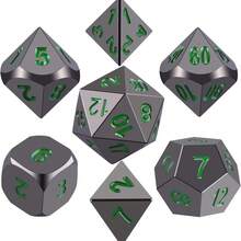 7pcs Metal Solid Dice Set, Handmade Polyhedral D4 D6 D8 D10 D20 Solid Game Dice Set, Suitable For Role-Playing Games 7-Piece Set - Multicolor - View 5