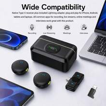 HITOZON Professional Wireless Lavalier Microphone: Plug And Play, LED Display, Portable Charging Case - Suitable For Smartphones, Computers - Ideal For Content Creation, Live Streaming, Podcasting - View 3