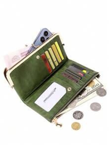 FOREVER MIYIN Women RFID Long Wallet, Ladies Vintage Clutch Coin Purse With Zipper And Kiss Lock, Multi Card Slots ID Window, Large Capacity Phone Wallet - Multicolor - View 3
