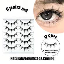 Anime-Inspired False Eyelashes, 5 Pairs Cartoon Eye Faux Lashes, Dramatic Look Demon Style, Volumizing & Lengthening - 查看 7