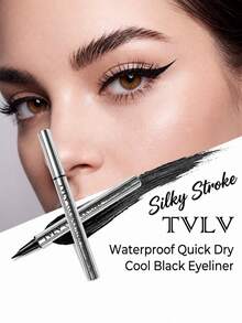 Single-Tip Waterproof Quick-Dry Long-Lasting Smudge-Proof Deep Black Eyeliner, Natural Color, Smooth Application, Suitable For Beginners - Black - View 3