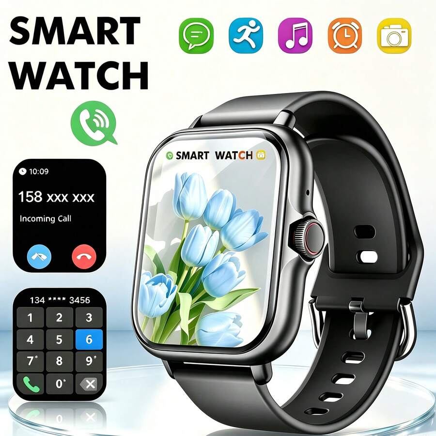ZhiKexing Smartwatch de Body de metal con pantalla completa de 4,65 cm, compatible con teléfonos iOS y Android (llamada/marcación), múltiples modos deportivos/abundantes esferas de reloj/juegos integrados/control de voz por IA/reloj deportivo unisex - Multicolor - Ver 1