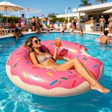 Inflatable Swim Ring, PVC Inflatable Swim Ring, Unisex Underarm Float, Includes Green, Pink, Donut Shape, Watermelon Shape, Suitable For Summer Water Sports, Pool Party, Beach Party, Swimming Pool, Beach, Swim Ring - Multicolor - View 10