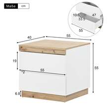 Nightstand With Drawers – White And Oak - 白色和橡木 - 查看 9