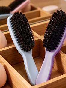 1pc Macaron Color Boar Bristle Hair Brush, Natural Bristle Anti-Static Hair Comb, Scalp Massage Hair Brush, Suitable For Daily Grooming And Styling, Fits All Hair Types - Multicolor - View 2