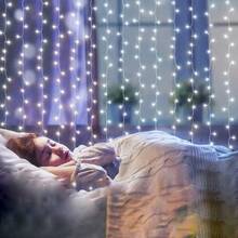 Luces de cortina LED alimentadas por batería AA, 8 modos de iluminación, luces de hadas, adecuadas para habitación, jardín, patio, escenario, decoración de fondo de pared, iluminación de atmósfera romántica para bodas, Día de San Valentín, Halloween, Navidad, luces decorativas colgantes - Lámpara de cortina con caja de pilas AA - Ver 7