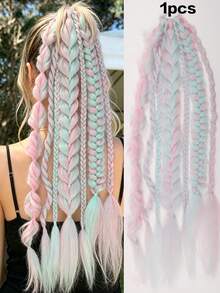 Two-Tone Bubble Boxer Braids Ponytail Wig, Cool Girl Hand-Braided Braids - Multicolor - View 12