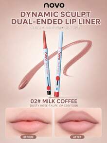 NOVO Pensil Bibir Warna Nude: Tahan Lama dan Anti Luntur, Kuas Bibir Terintegrasi; Menciptakan Kontur Bibir Alami dan Lembut; Cocok untuk Pemakaian Sehari-hari, Kencan, Perjalanan, Juga Sebagai Hadiah - 02# Kopi Susu Merah Muda Abu-abu - View 1