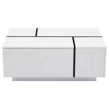 Modern White Square Coffee Table With Drawers - 100x60x40cm - White - View 9