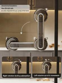 Suction Cup Door Handle For Bathroom, Shower, Sliding Glass Door, Refrigerator, Cabinet, Toilet Lid, Grab Bar - Multicolor - View 3