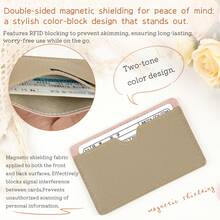RFID Shielding "My Number Card" Card Holder - Privacy Protection Design (Only Name Exposed), Magnetic Shielding Function, Holds 2 Cards (Compatible With Credit Cards, Driver's Licenses And Health Insurance Cards). Leather Material, Dual-Color Design, Unisex - Multicolor - View 4