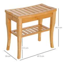 45cm 2-Tier Slatted Shower Bench Storage Seat W/ 4 Legs Comfortable  Bathroom Stool Spa Bath Organiser - View 2