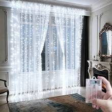 Battery Powered Fairy Curtain Lights, String Lights For Yard, Background Wall Decoration, Suitable For Wedding, Christmas, Halloween, Party, Holiday Lighting, Camping Decoration, Patio Decoration, Home Lighting, Room Decoration, Garden Decoration, 8 Lighting Modes, 100/200/300/600LED, Outdoor String Lights, All Season Use, 4 Colors Optional Bedroom Curtain Lights - Battery Box Curtain Light String - View 15